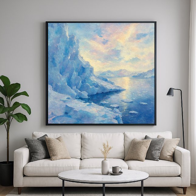 Affiche Glacier Bleu Glacé - Style de Peinture Impressionn (Créateur téléchargé)