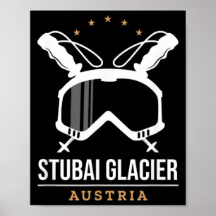Affiche Glacier de Stubai autriche station de ski ski vint