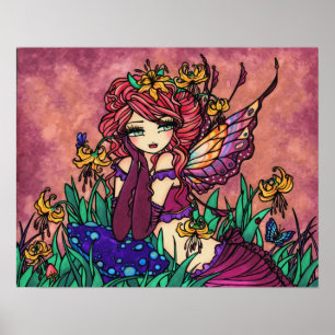 Affiche "Glacier Lily Fairy" Champignons Imaginaire Forêt