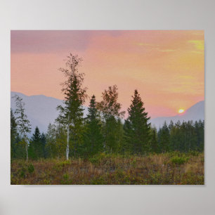 Affiche Glacier Ouest, Montana, lever du soleil