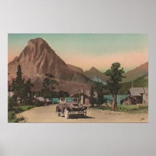 Affiche Glacier, TA - vue de deux chalets et Mt. Rockwell