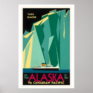 Affiche Glacier Taku Alaska Canadien Pacifique Vintage