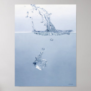 Affiche Glaçon éclaboussant dans l'eau
