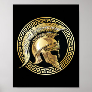 Affiche Gladiateur doré casque spartiate Sparta Grec Worko