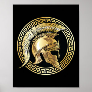 Affiche Gladiateur doré casque spartiate Sparta Grec Worko