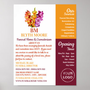 Affiche Gladiolus Flowers, Maison funéraire, Directeurs