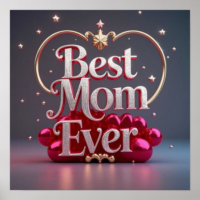 Affiche Glam Bling Silver Meilleure maman jamais (Devant)