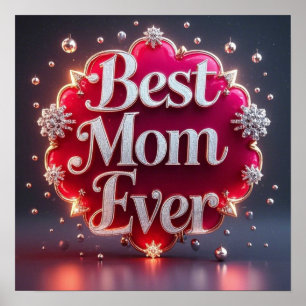 Affiche Glam Bling Silver Meilleure maman jamais