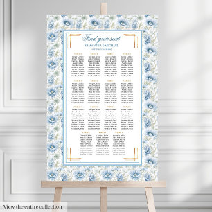 Affiche Glam Dusty Blue Gold Aquarelle Mariage Siège