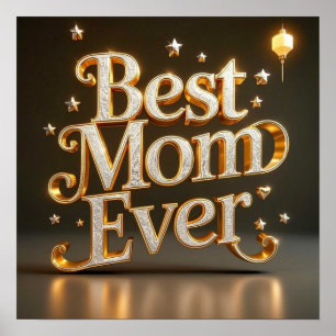 Affiche Glam Gold Bling Meilleure maman jamais