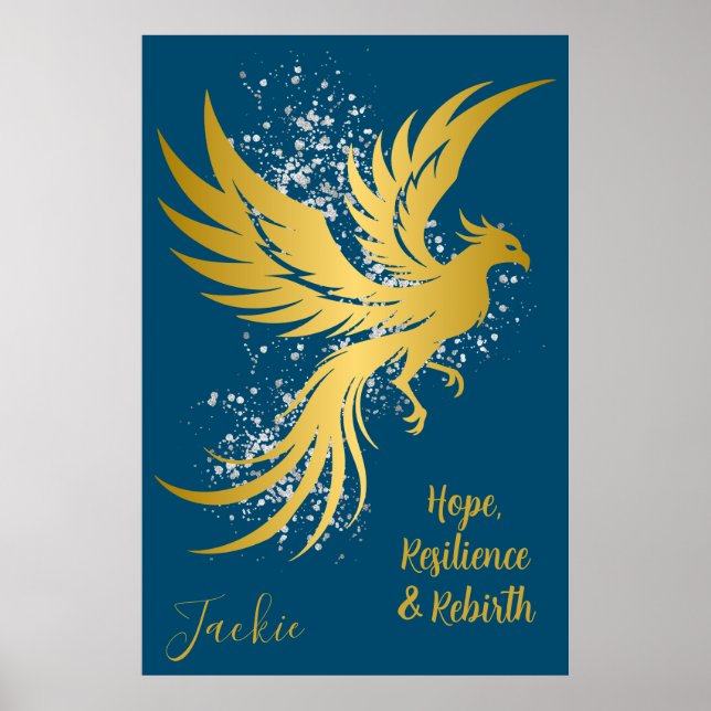 Affiche Glam Gold Phoenix Silver Parties scintillant Monog (Devant)
