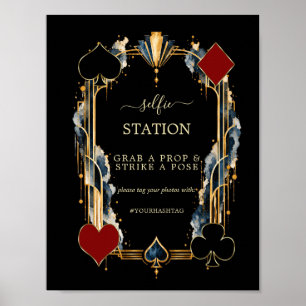 Affiche Glam Navy Or Noir Gatsby Casino Mariage Hashtag