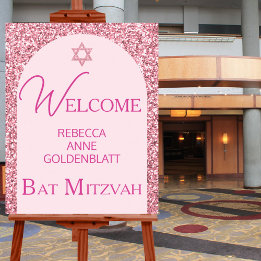 Affiche Glam Pink Elegant Chic Bat mitzvah Bienvenue