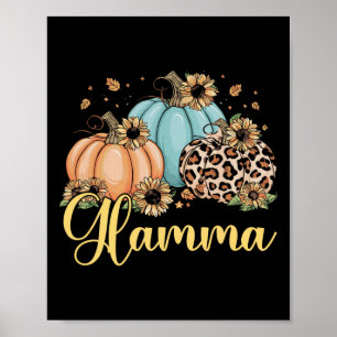 Affiche Glamma Leopard Femmes Citrouilles Thanksgiving Fal
