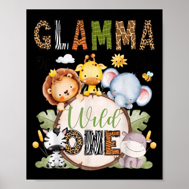 Affiche Glamma Of The Wild One 1st Birthday Boy Jungle Saf (Devant)