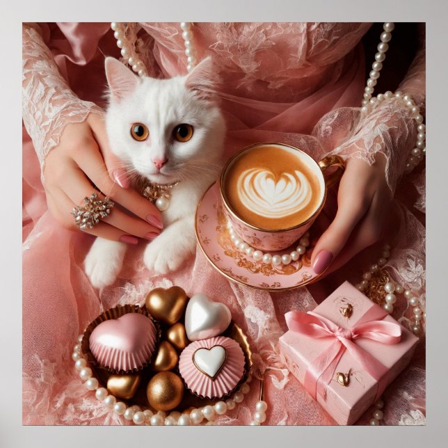 Affiche Glamor mode luxe girly photo de café (Devant)