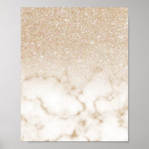 Affiche Glamorous Gold White Glitter ombre