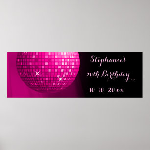 Affiche Glamour 70e anniversaire Hot Pink Party Disco Ball