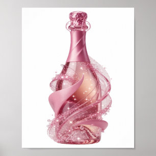 Affiche Glamour Champagne ARGENTÉ ÉLÉGANT