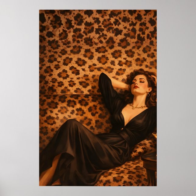 Affiche glamour du Leopard Lounge, femme élégante  (Devant)