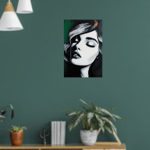 Affiche glamour noir et blanc moderne