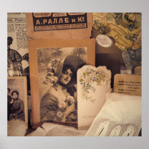 Affiche Glamour nostalgique : Portraits russes Vintages.