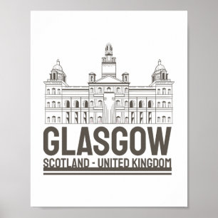 Affiche Glasgow Écosse Architecture Vintage VoyagesDesign
