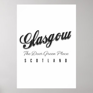 Affiche Glasgow Écosse "L'endroit vert cher"