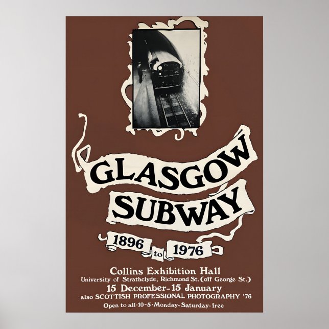 Affiche Glasgow Subway 1896 - 1976, Écosse Impress (Devant)