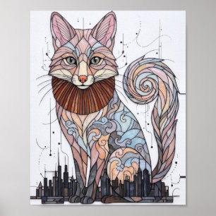 Affiche Glass City 001 Art No. 2 Peinture Vintage