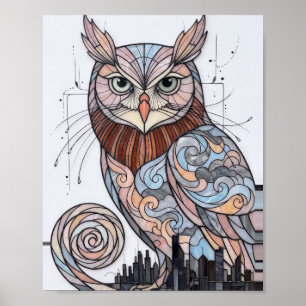 Affiche Glass City 001 Art No. 3 Peinture Vintage