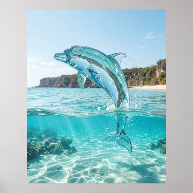Affiche Glass Dolphin Azure Leap (Devant)