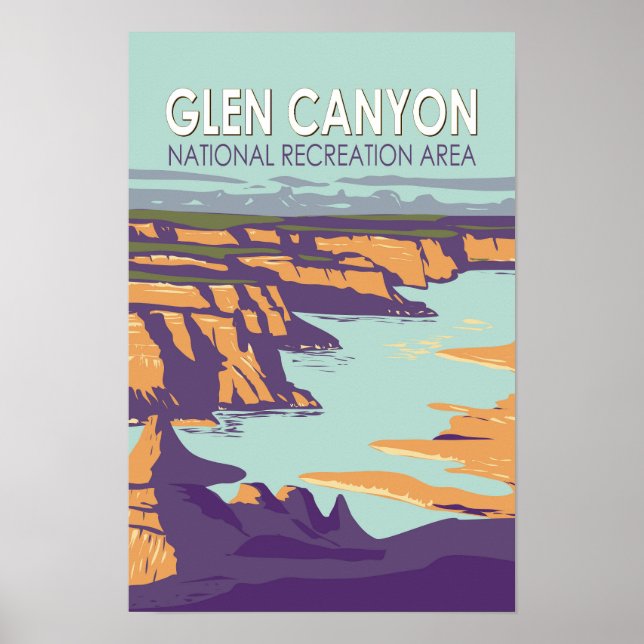 Affiche Glen Canyon Lake Powell Voyage Art Rétro (Devant)