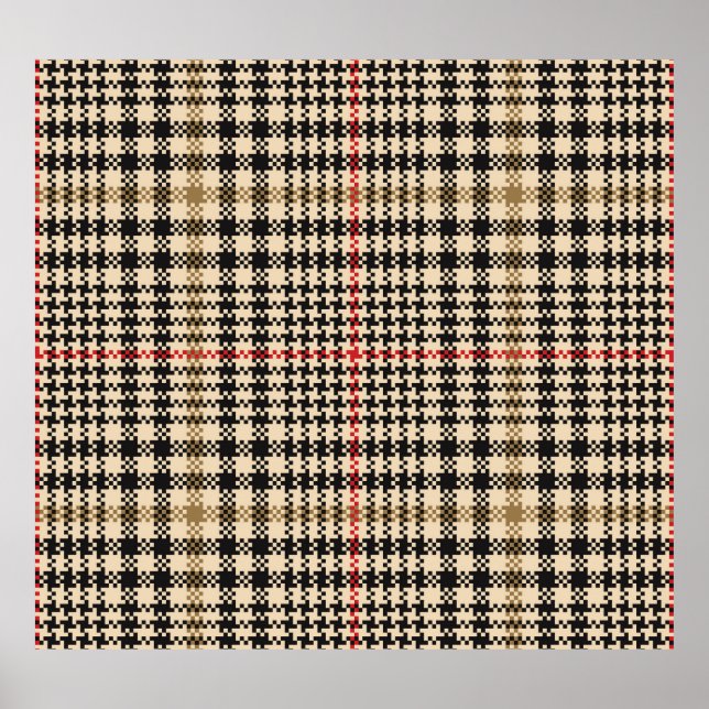 Affiche Glen Check Plaid Pixel Art (Devant)
