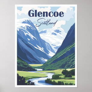 Affiche Glencoe Scotland Art Travel Place illustration