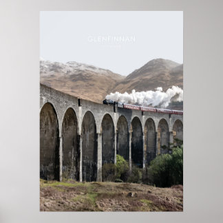 Affiche Glenfinnan Viaduc, Écosse Illustration de voyage