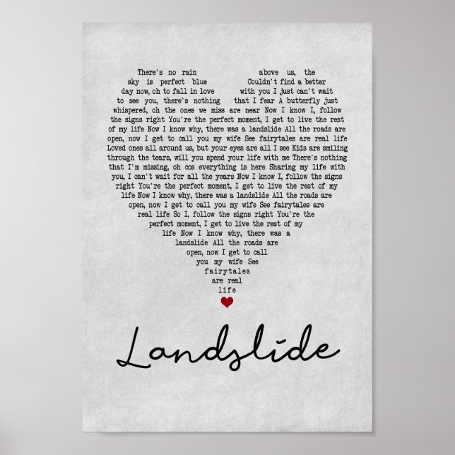 Affiche Glissement Gray Coeur Chanson Lyrique Mur Art Impr (Devant)