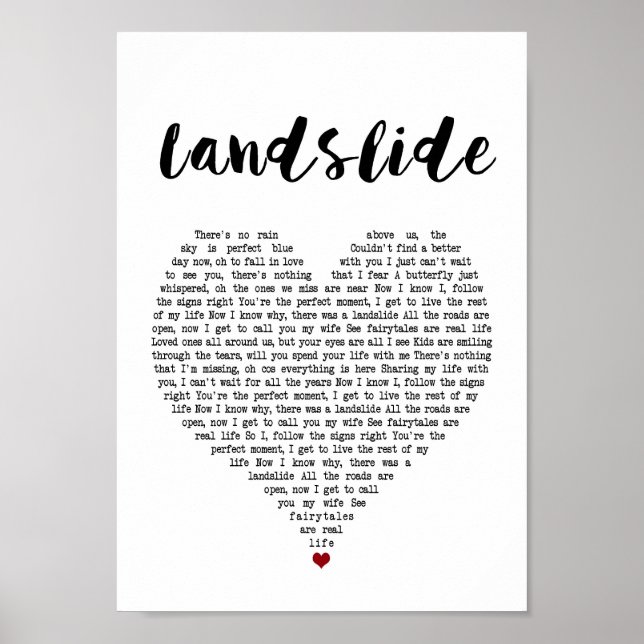 Affiche Glisser Chanson Coeur Blanc Lyrique Mur Art Imprim (Devant)