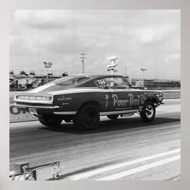 Affiche Glisser Mopar vintage - Cuda - Pauvre garçon (Devant)