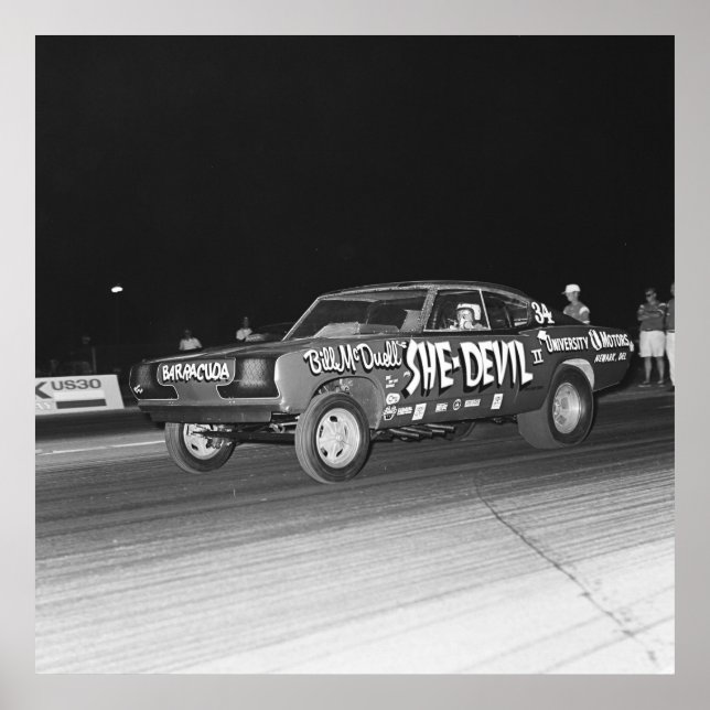Affiche Glisser vintage Mopar - Cuda - She-Devil (Devant)