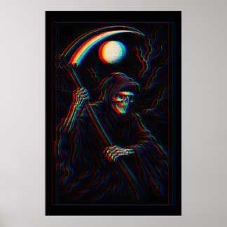 Affiche Glitch Reaper – Mort sinistre en RGB