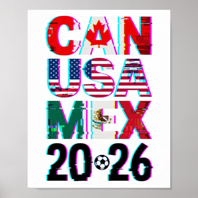 Affiche Glitched CAN USA MEX 2026  – World Cup Soccer  (Devant)