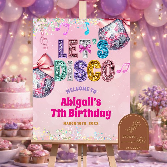 Affiche Glitter Sequins Disco Birthday Party Welcome Sign (Créateur téléchargé)
