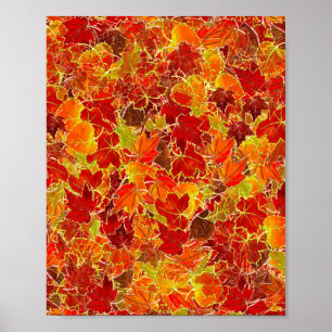 Affiche Glittery Fall Maple Feuilles