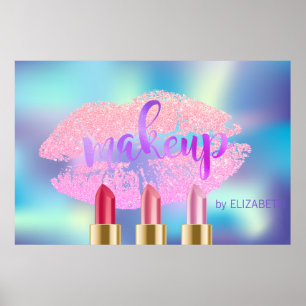 Affiche Glittery Lips,Lipsticks,Holographic Makeup artist