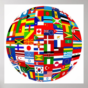 Affiche Globe de drapeau