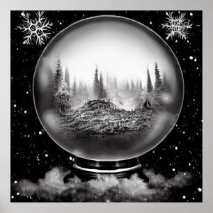 Affiche Globe du paysage d'hiver