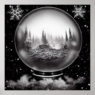 Affiche Globe du paysage d'hiver