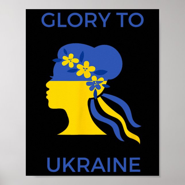 Affiche Gloire à la femme d'Ukraine avec le drapeau ukrain (Devant)