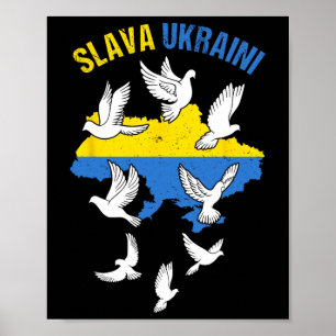Affiche Gloire à l'Ukraine Carte du drapeau de l'Ukraine C